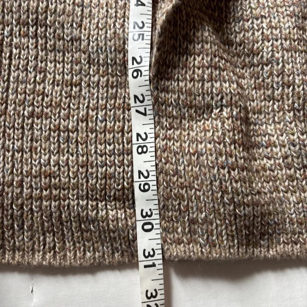 Pure Jill Heavy Cotton Tan Knit Cardigan Size Medium Oversized - Picture 6 of 7